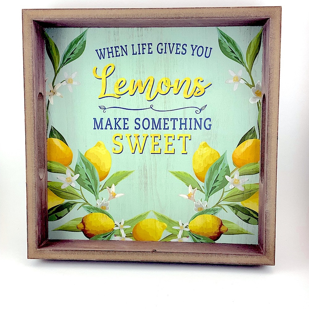 Square Wood Tray Lemons When Life Gives You Lemons Make Something Sweet Country - Picture 3 of 9
